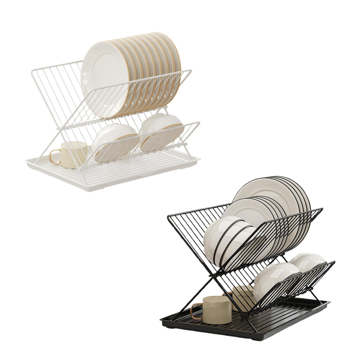 Foldable Bowl Plate Rack Two Colours Set | StorageOZ