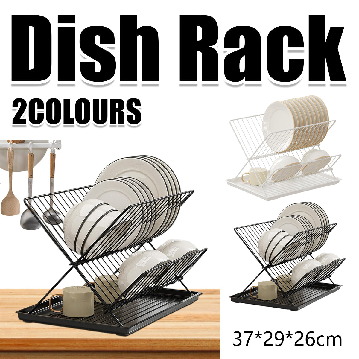 Foldable Bowl Plate Rack Two Colours Set | StorageOZ