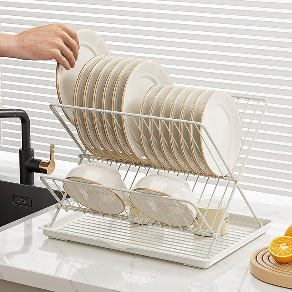 Foldable Bowl Plate Rack Two Colours Set | StorageOZ