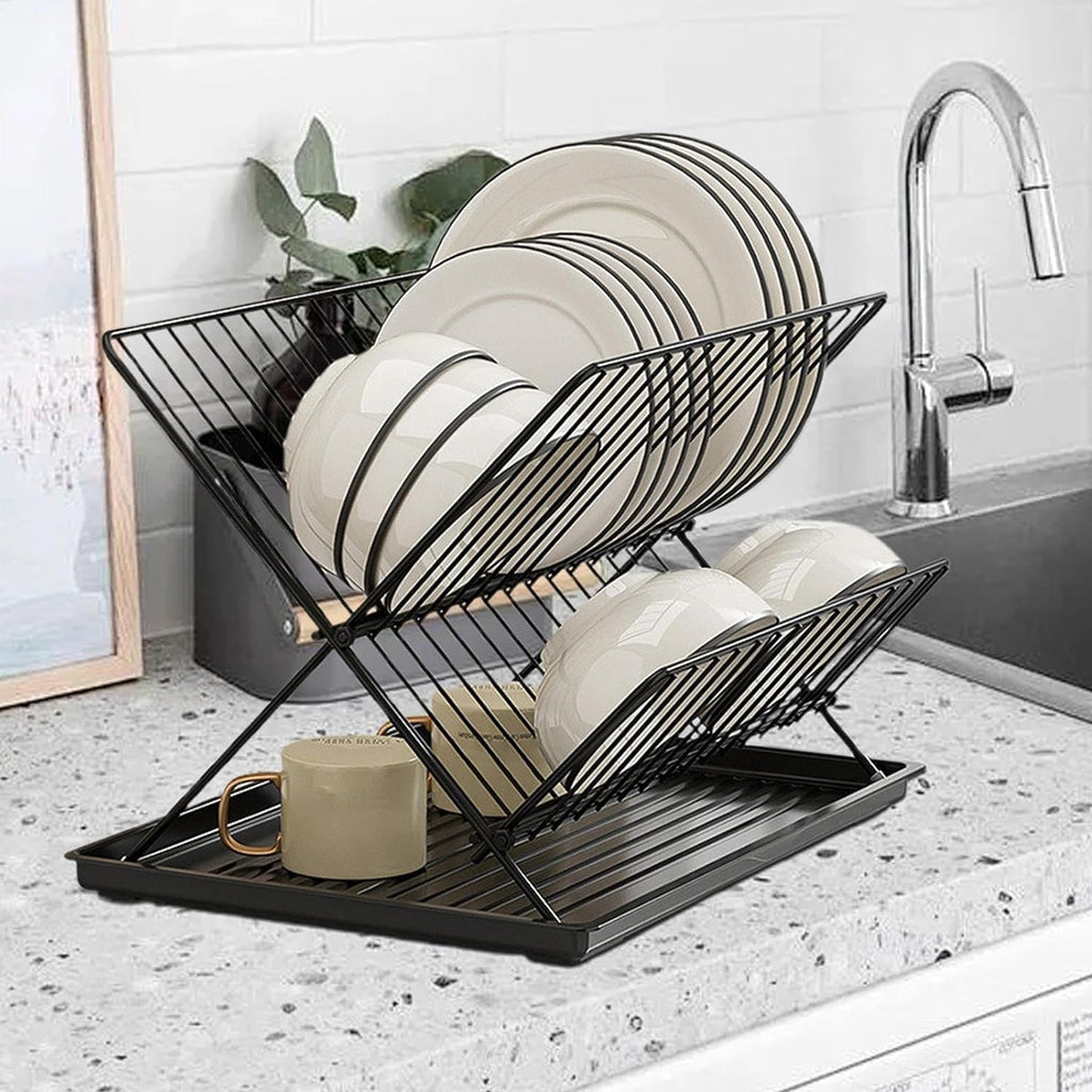 Foldable Bowl Plate Rack Two Colours Set | StorageOZ