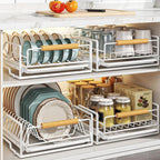 White Pull Out Kitchen Rack Two Styles Set | StorageOZ