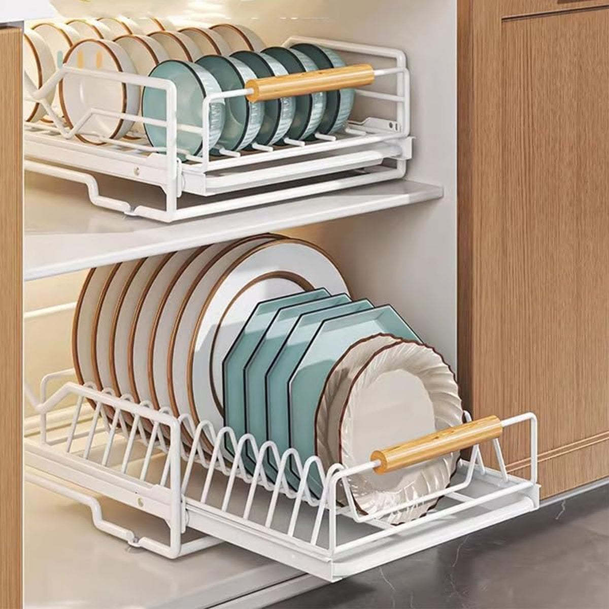 White Pull Out Kitchen Rack Two Styles Set | StorageOZ