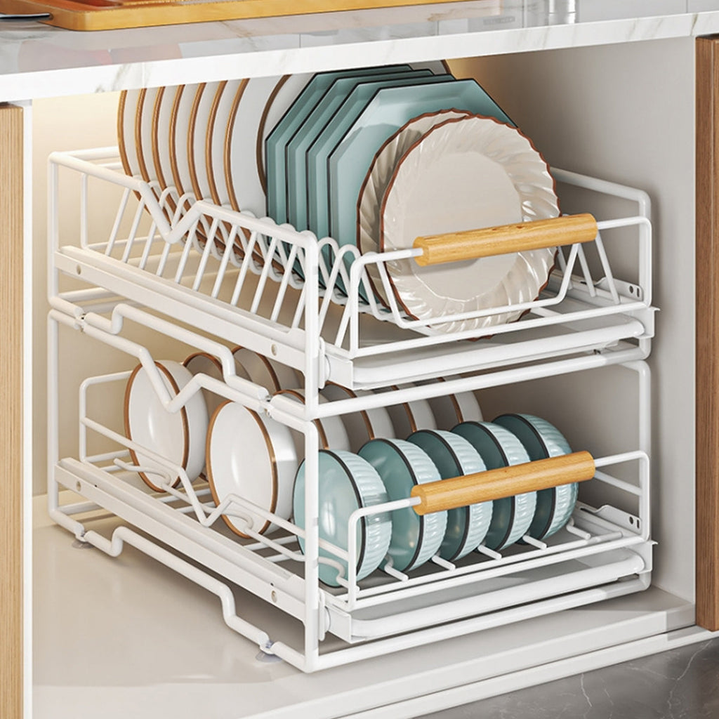 White Pull Out Kitchen Rack Two Styles Set | StorageOZ