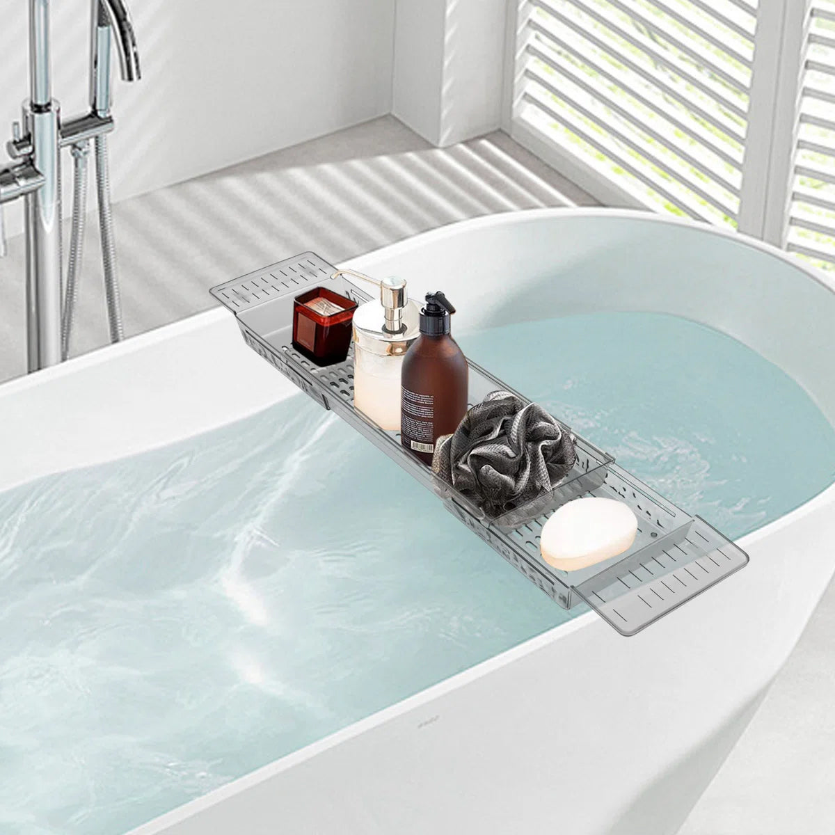 Clear Bathtub Trays Two Colours Organiser | StorageOZ