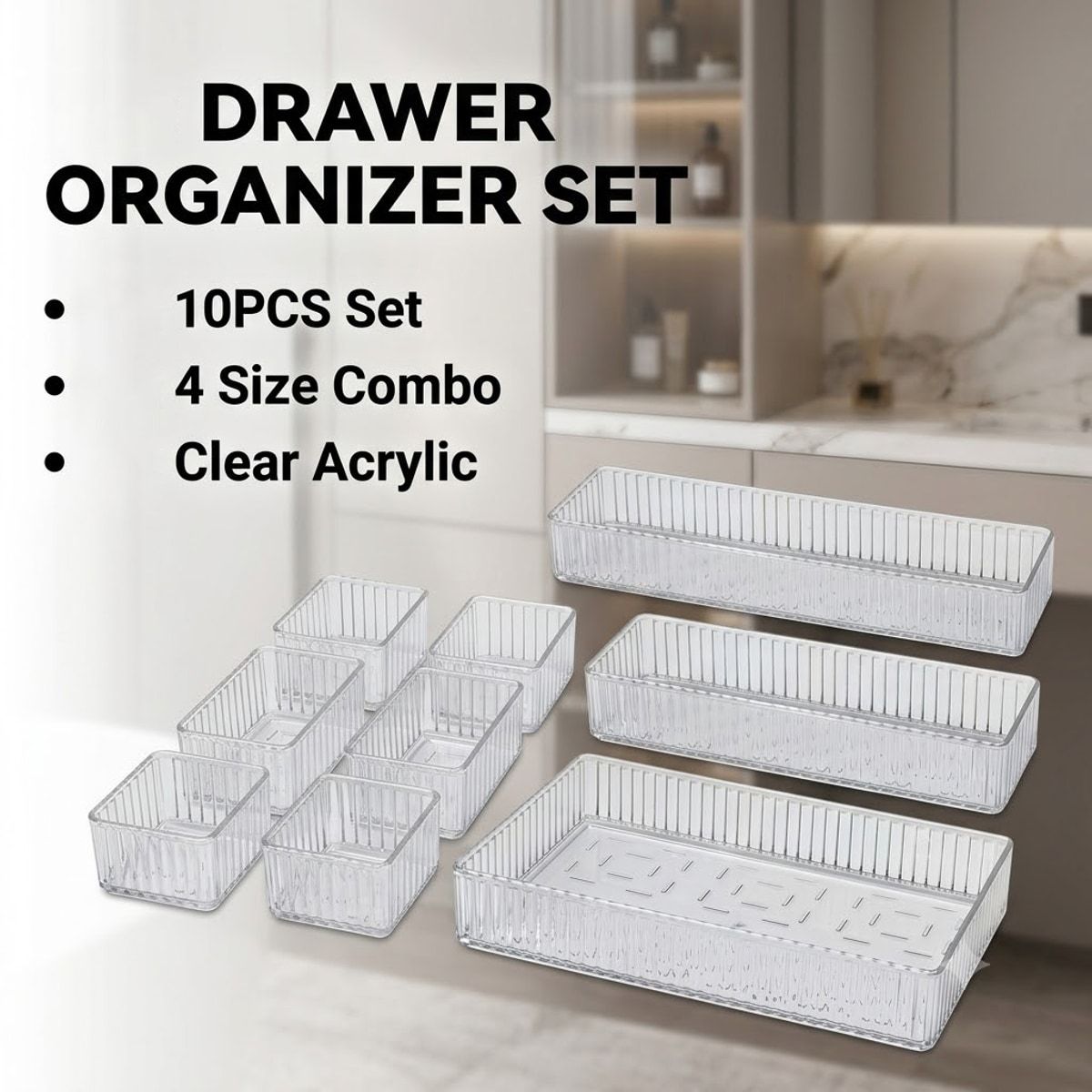 10 Pcs Drawer Organiser Tray Set Organiser | StorageOZ