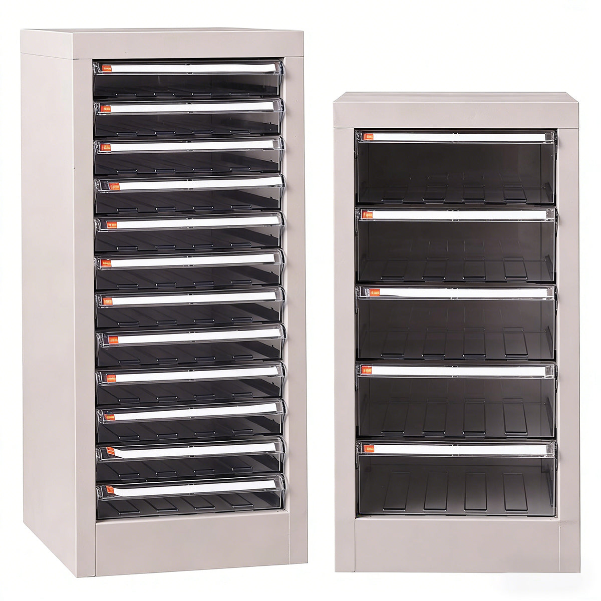 Clear Front File Cabinet Two Heights Set | StorageOZ