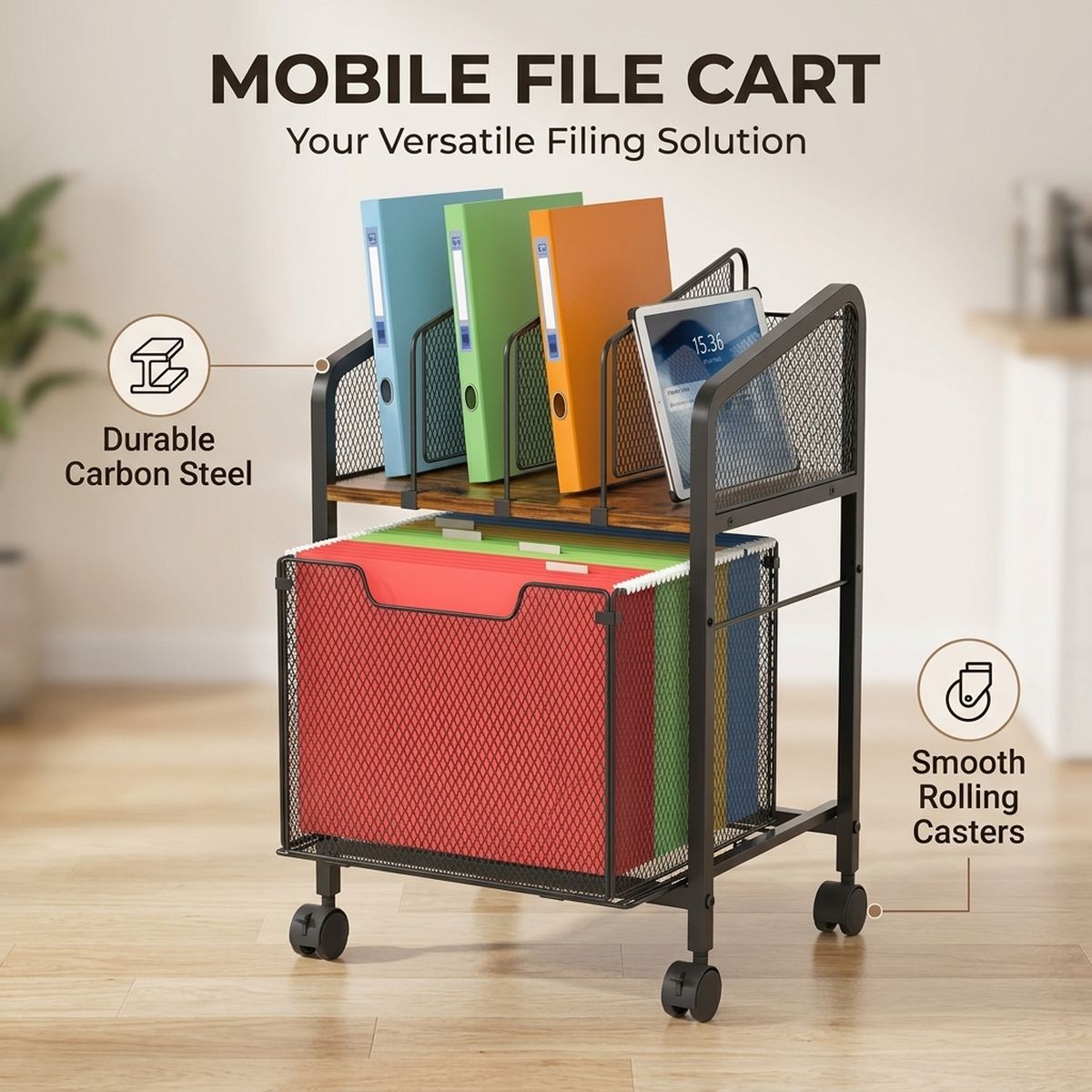 Black File Cabinet Desk Storage Organiser | StorageOZ
