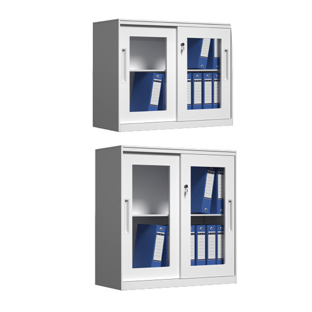 White Metal File Cabinet Two Heights Set | StorageOZ