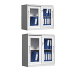 White Metal File Cabinet Two Heights Set | StorageOZ