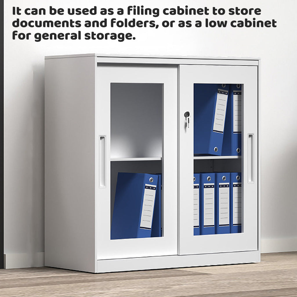 White Metal File Cabinet Two Heights Set | StorageOZ