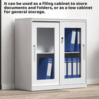 White Metal File Cabinet Two Heights Set | StorageOZ