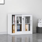 White Metal File Cabinet Two Heights Set | StorageOZ