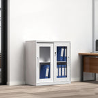 White Metal File Cabinet Two Heights Set | StorageOZ