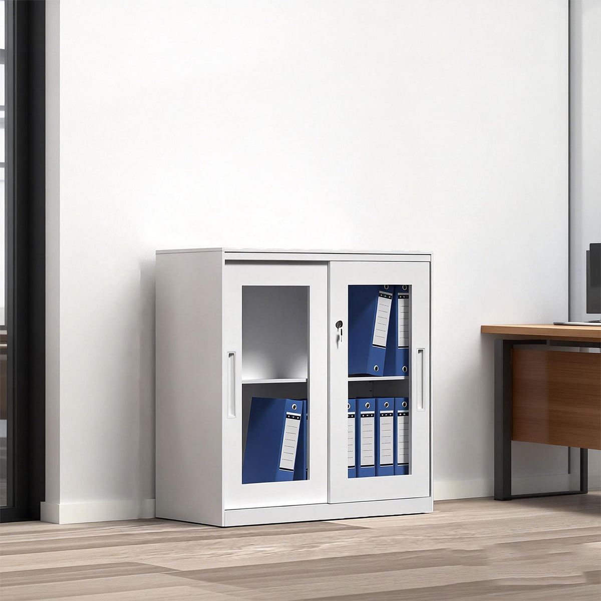 White Metal File Cabinet Two Heights Set | StorageOZ