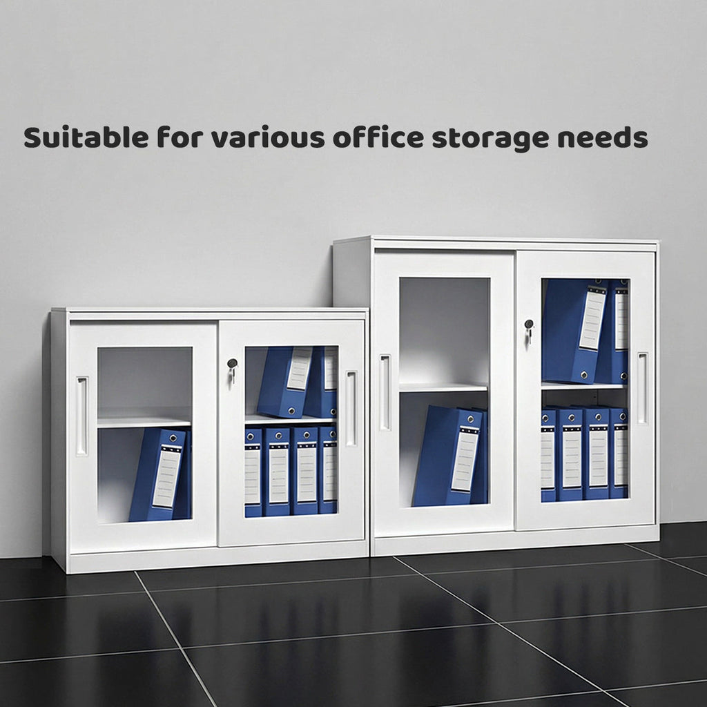 White Metal File Cabinet Two Heights Set | StorageOZ