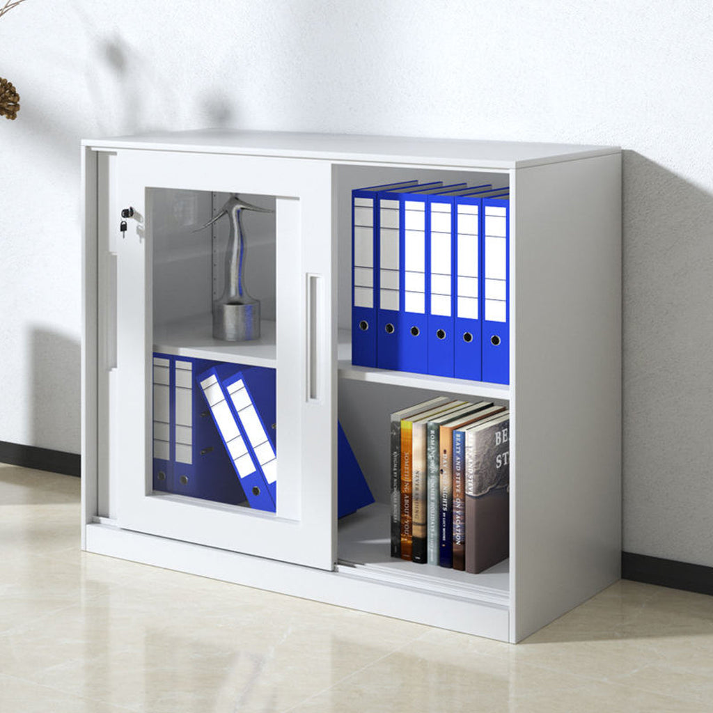 White Metal File Cabinet Two Heights Set | StorageOZ