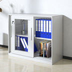 White Metal File Cabinet Two Heights Set | StorageOZ