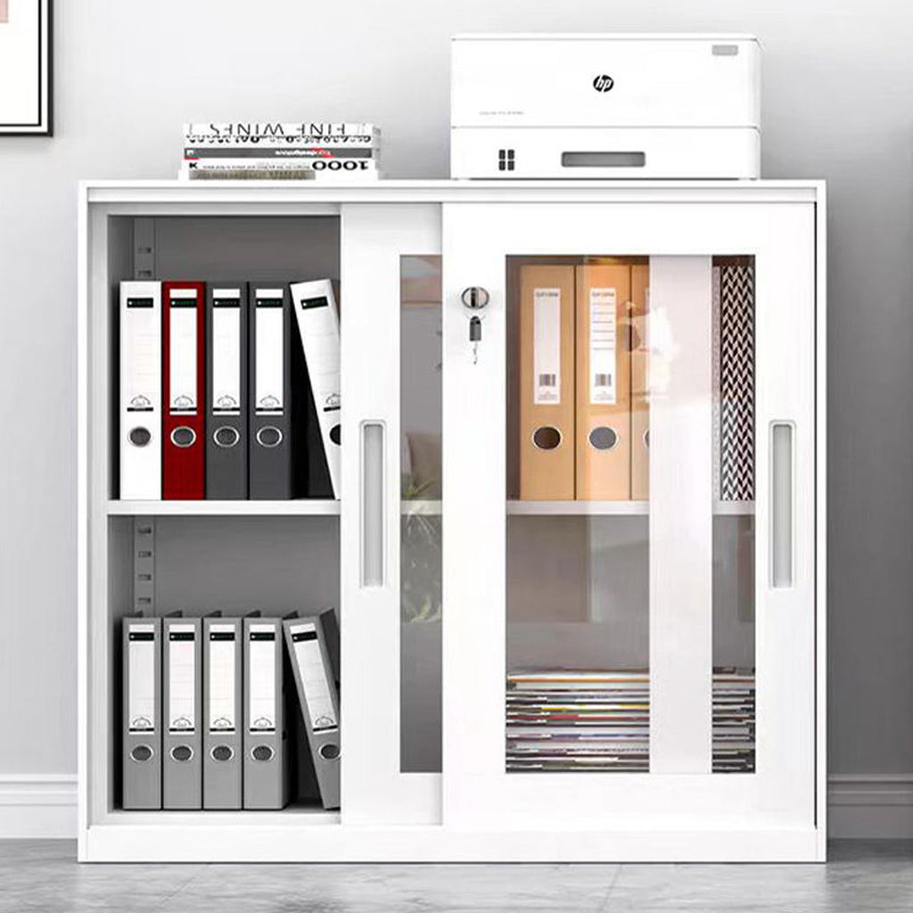 White Metal File Cabinet Two Heights Set | StorageOZ