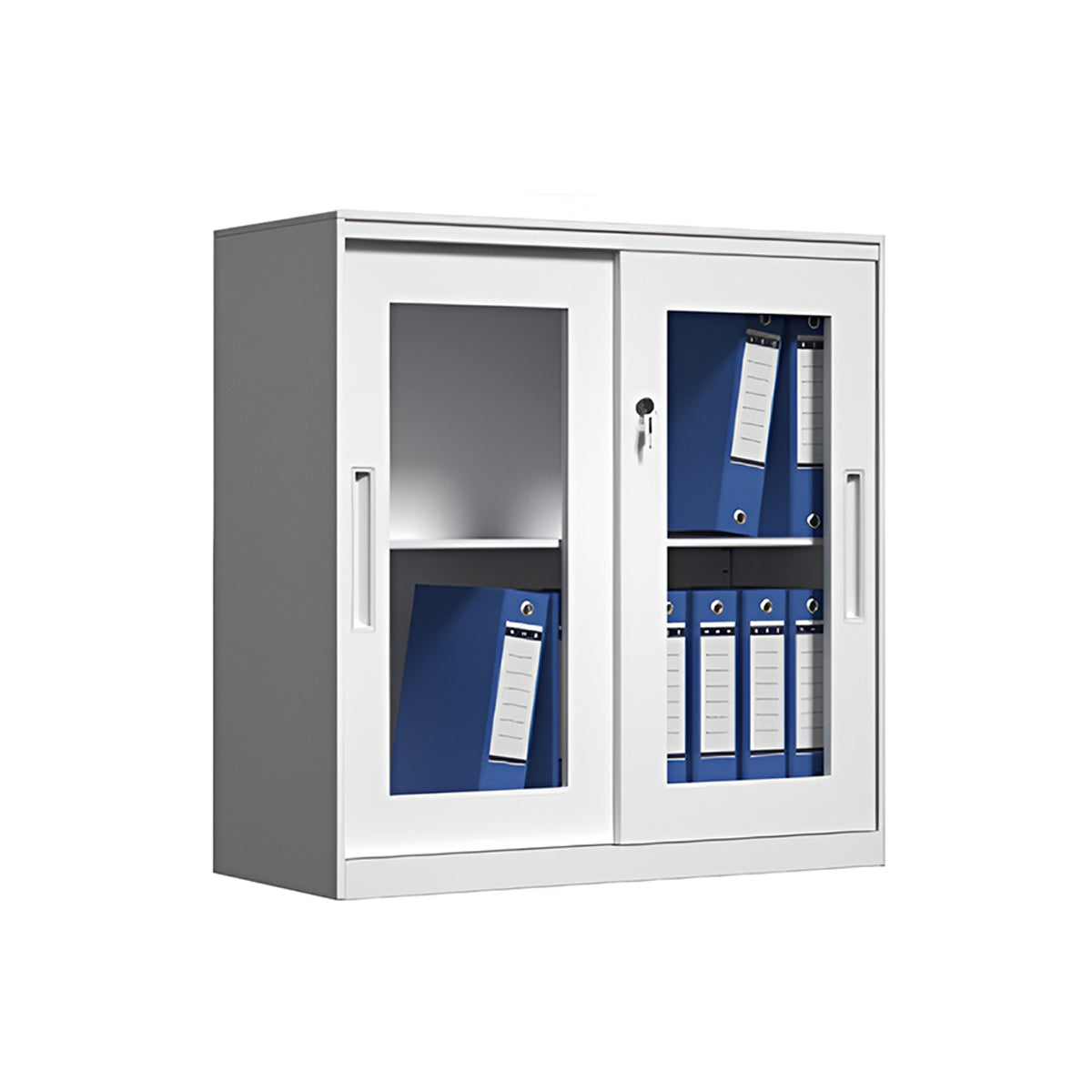White Metal File Cabinet Two Heights Set | StorageOZ