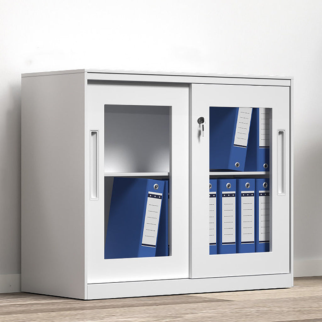White Metal File Cabinet Two Heights Set | StorageOZ