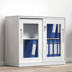 White Metal File Cabinet Two Heights Set | StorageOZ