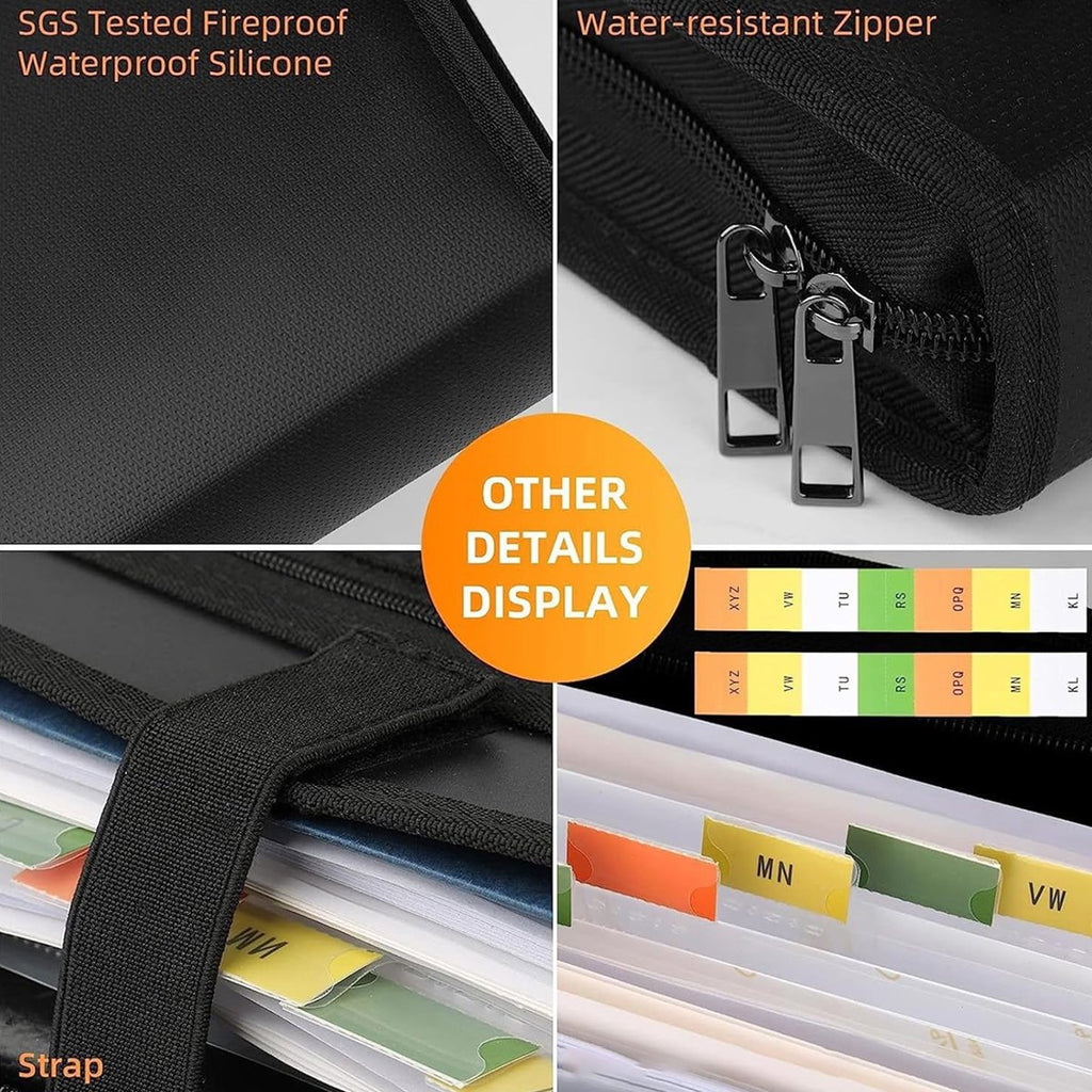Black Fireproof File Document Bag Organiser | StorageOZ