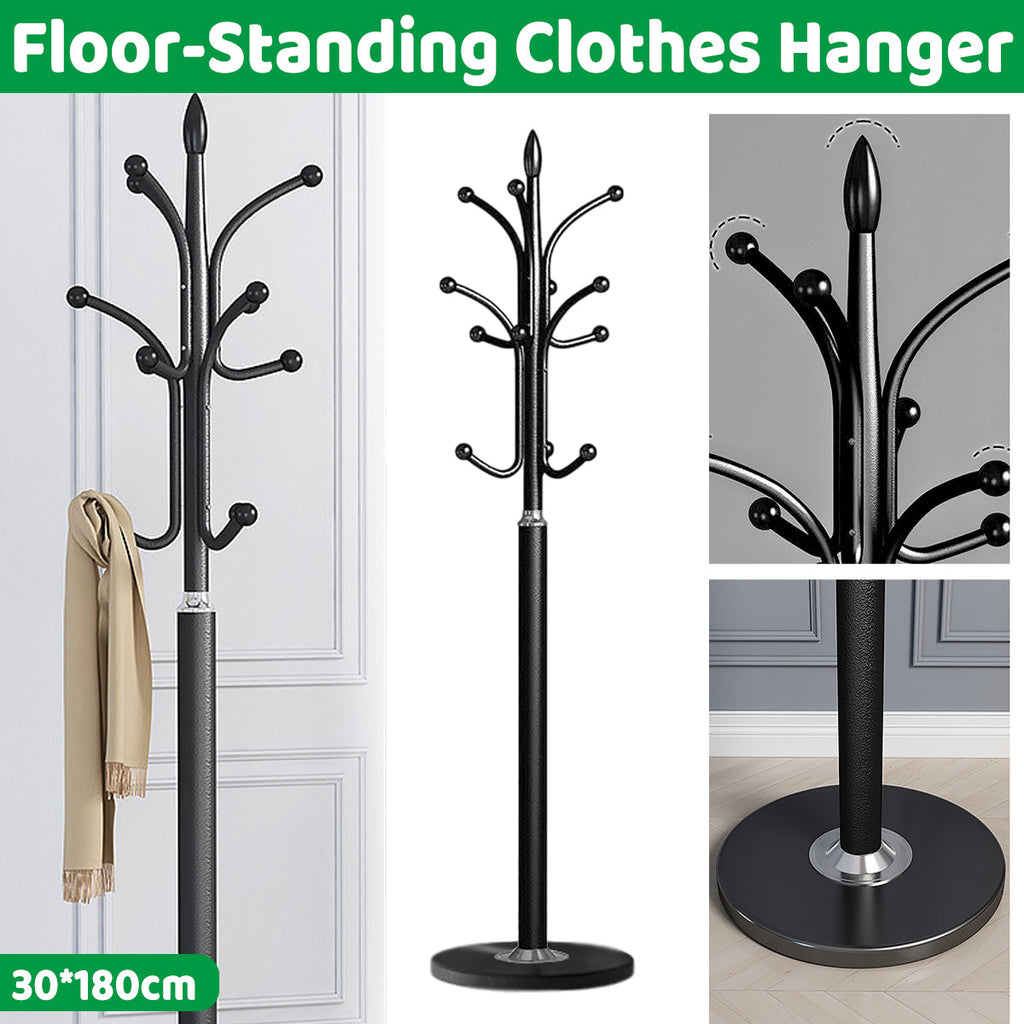 Black Floor Standing Bedroom Coat Rack Set | StorageOZ