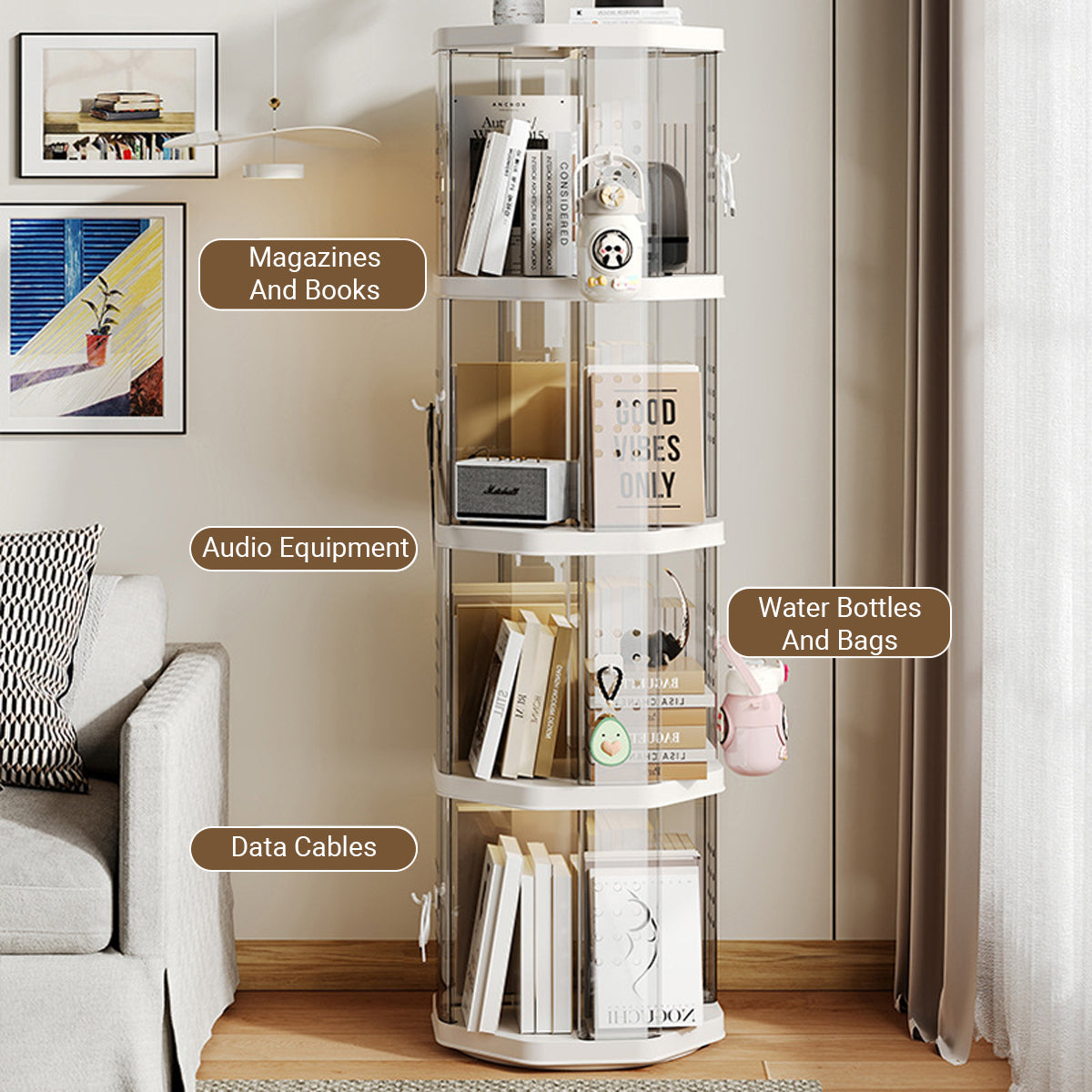 Swivel Bookshelves Two Sizes Home Organiser | StorageOZ