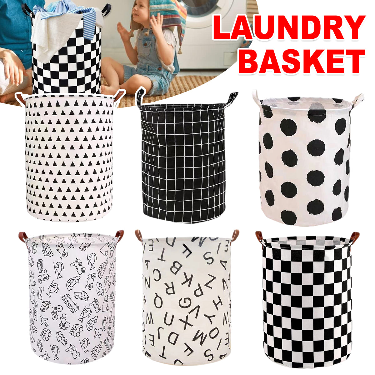 Foldable Printed Laundry Basket Six Prints | StorageOZ