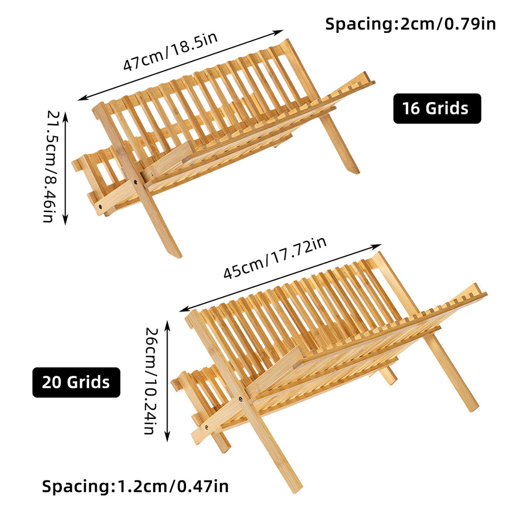 Foldable Bamboo Dish Rack Two Grid Counts | StorageOZ