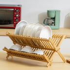 Foldable Bamboo Dish Rack Two Grid Counts | StorageOZ