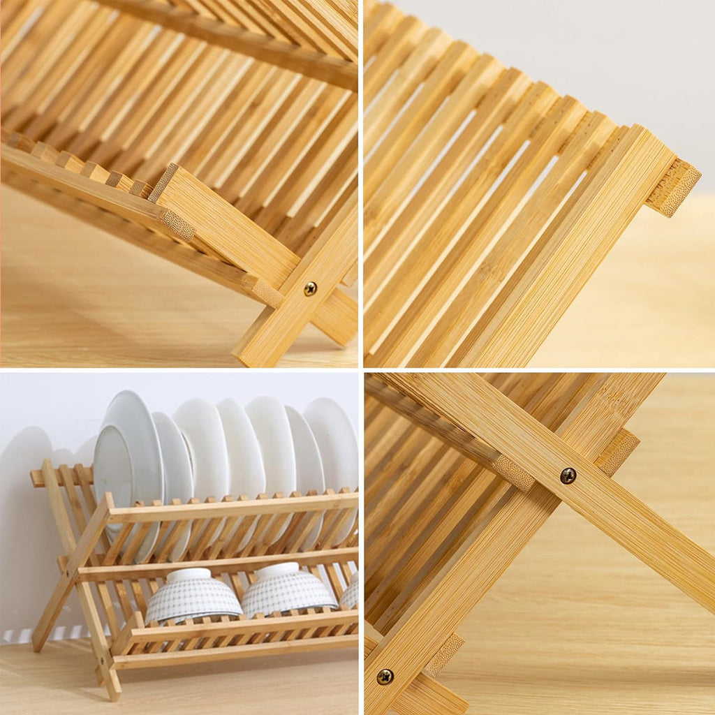 Foldable Bamboo Dish Rack Two Grid Counts | StorageOZ