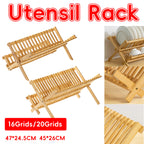 Foldable Bamboo Dish Rack Two Grid Counts | StorageOZ