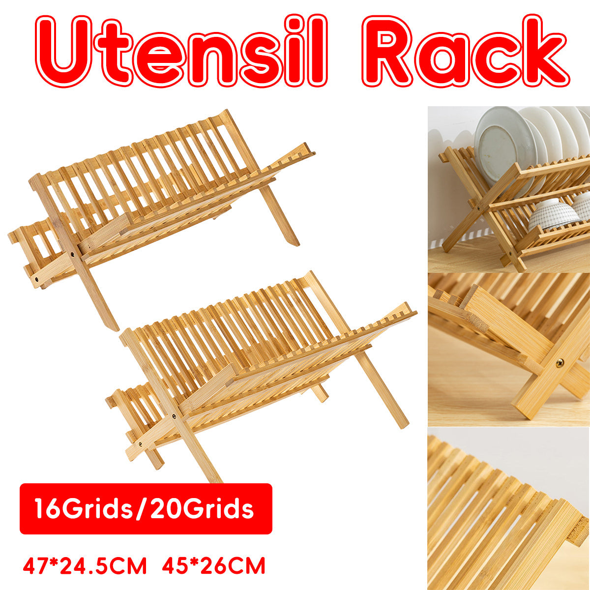 Foldable Bamboo Dish Rack Two Grid Counts | StorageOZ
