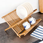 Foldable Bamboo Dish Rack Two Grid Counts | StorageOZ