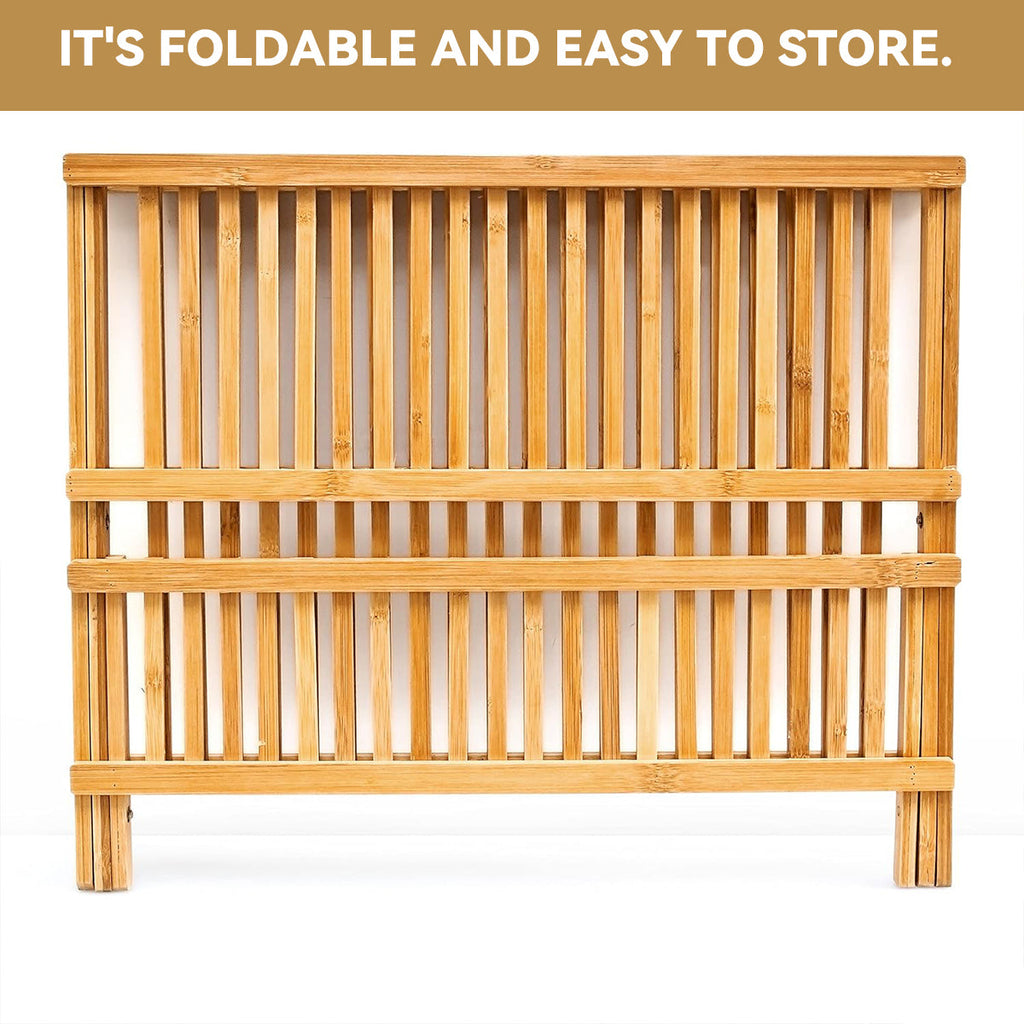 Foldable Bamboo Dish Rack Two Grid Counts | StorageOZ