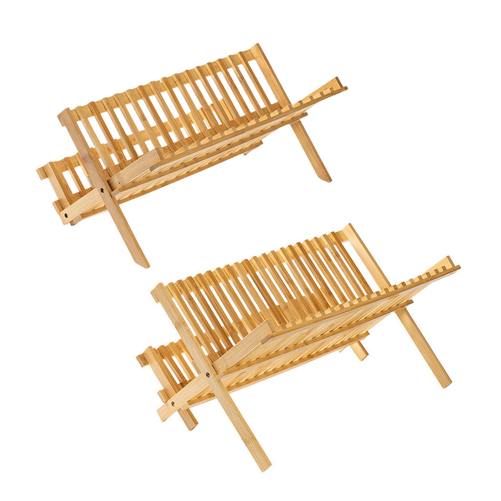 Foldable Bamboo Dish Rack Two Grid Counts | StorageOZ
