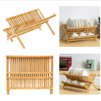 Foldable Bamboo Dish Rack Two Grid Counts | StorageOZ