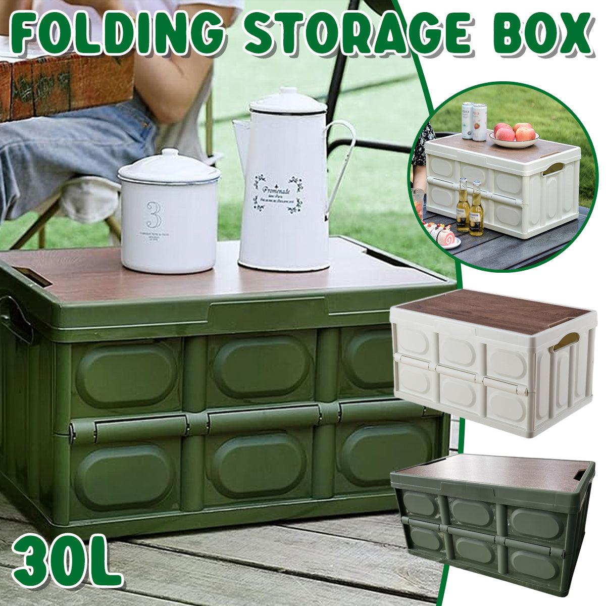 30L Folding Storage Box with Wooden Lid Set | StorageOZ