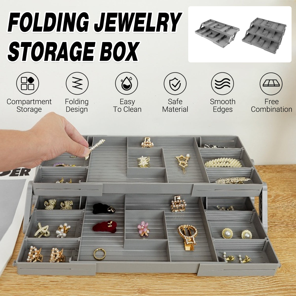 Foldable Jewellery Drawer Organiser Two Heights | StorageOZ