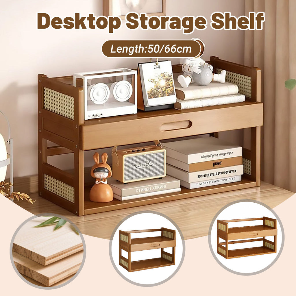 Bamboo Desk Shelf with Drawer Two Lengths | StorageOZ