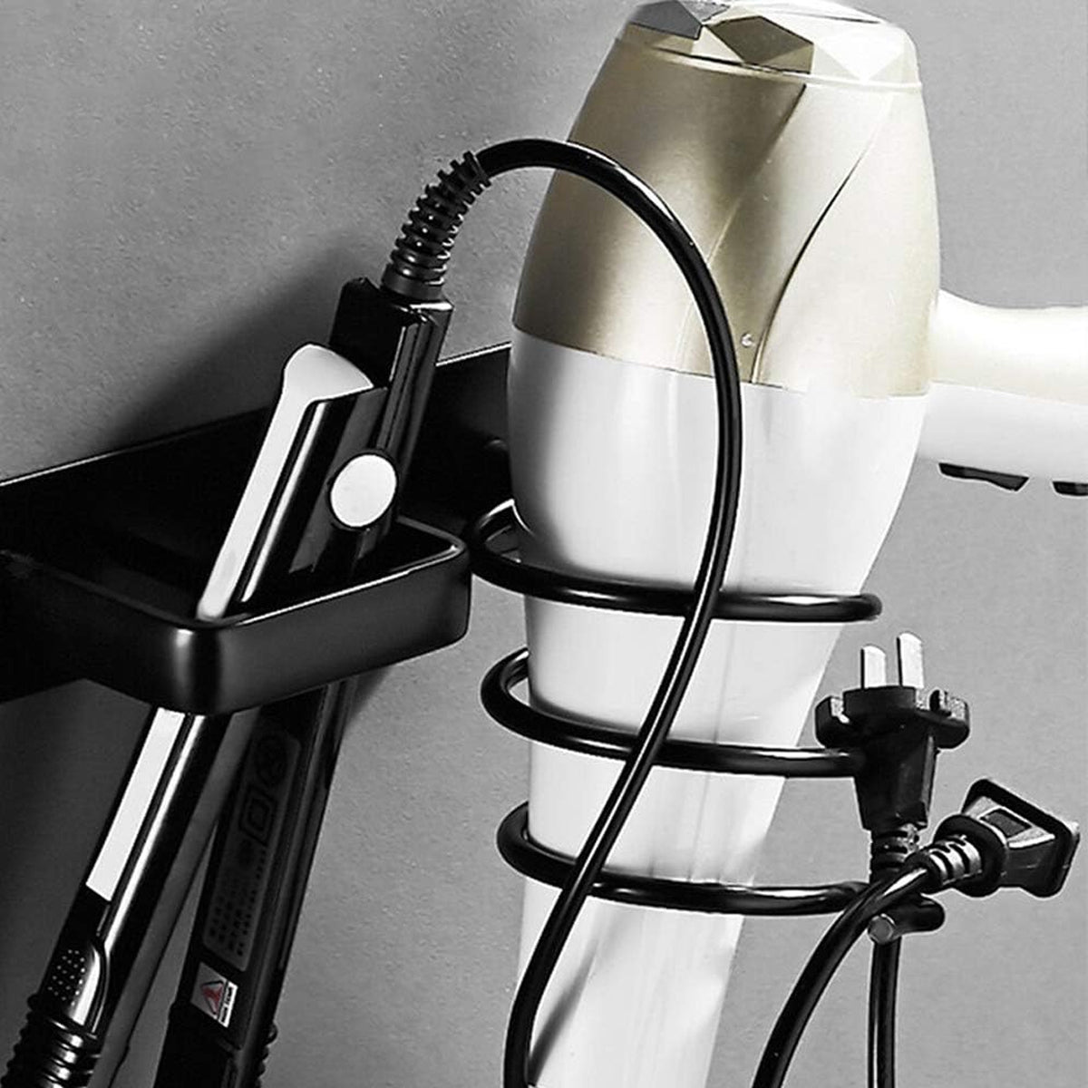 Wall Hair Dryer Holder Two Finishes Rack | StorageOZ