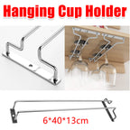 Under Cabinet Wine Glass Holder Steel Rack | StorageOZ