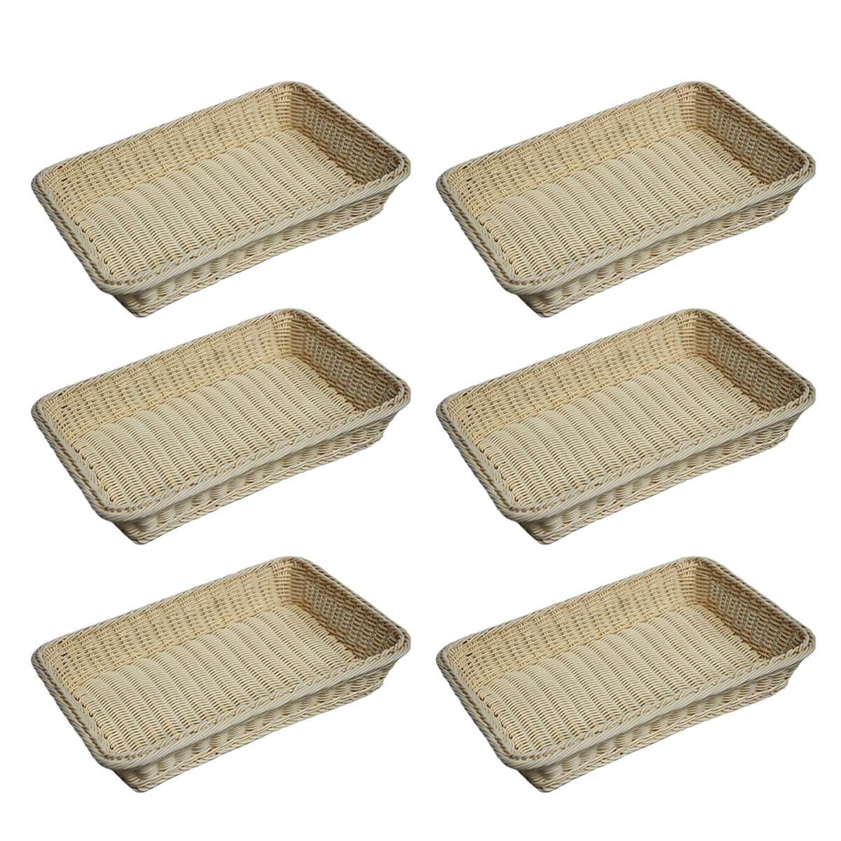 6 Pcs Cream Rattan Style Baskets Set Set | StorageOZ