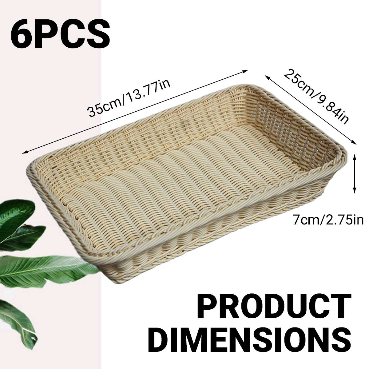 6 Pcs Cream Rattan Style Baskets Set Set | StorageOZ