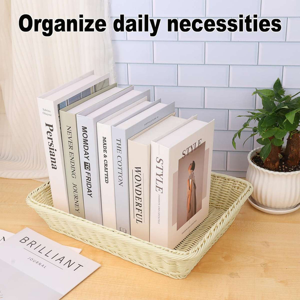 6 Pcs Cream Rattan Style Baskets Set Set | StorageOZ