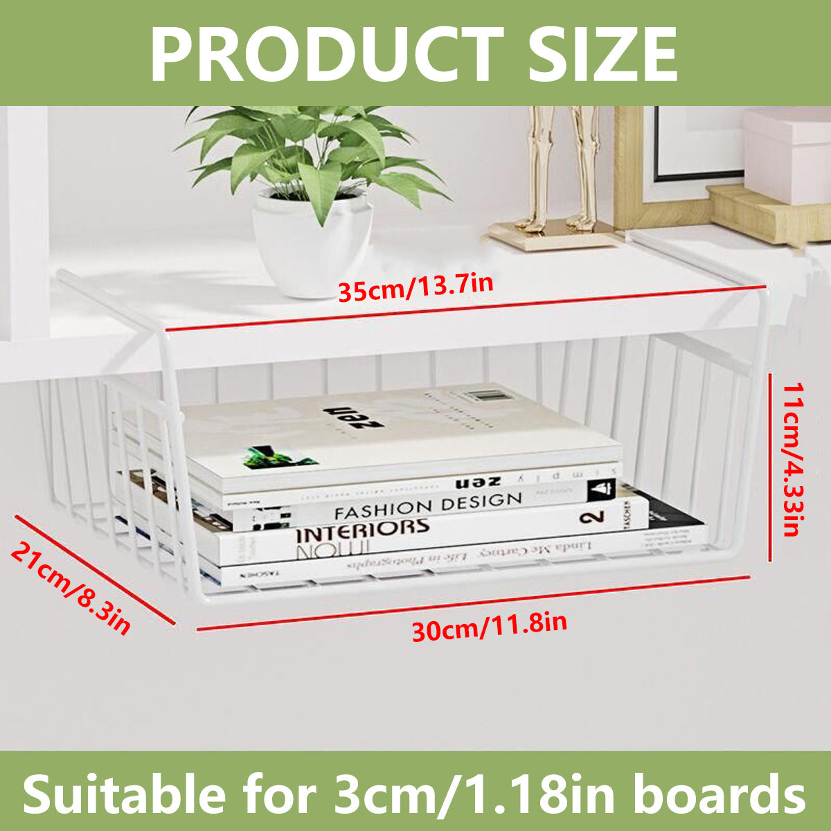 3 Pcs White Hanging Under Shelf Basket Set | StorageOZ