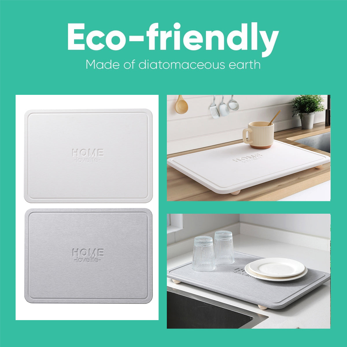 Rectangular Diatom Drain Mat Two Colours | StorageOZ