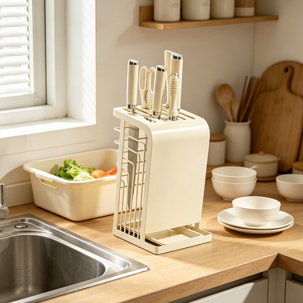 Cream Kitchen Knife Storage Rack Organiser | StorageOZ