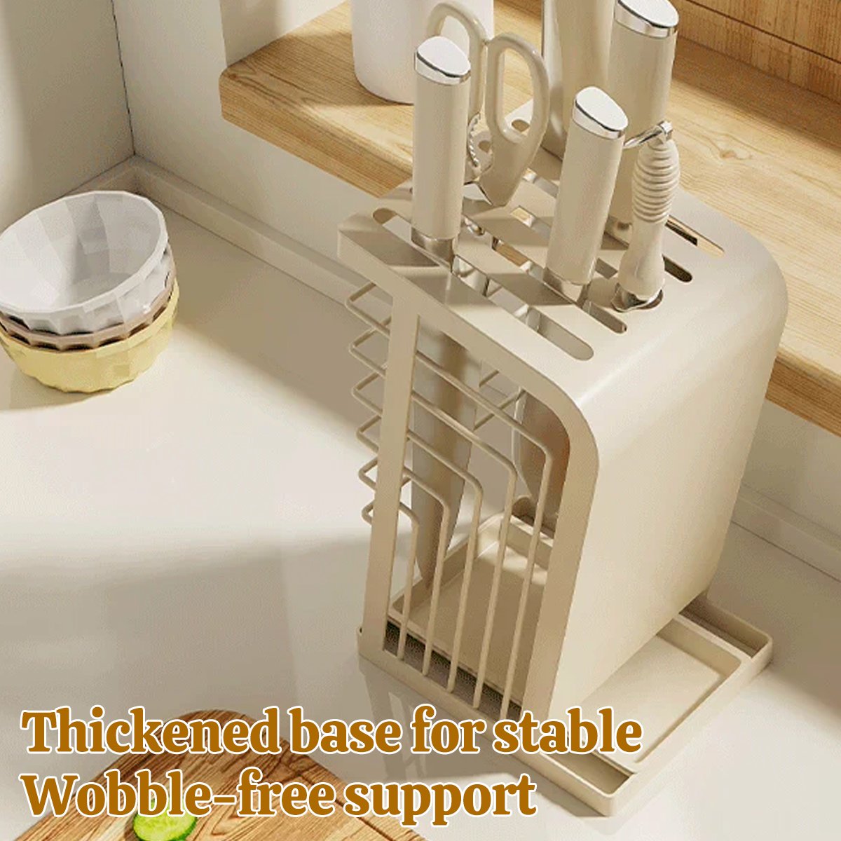 Cream Kitchen Knife Storage Rack Organiser | StorageOZ